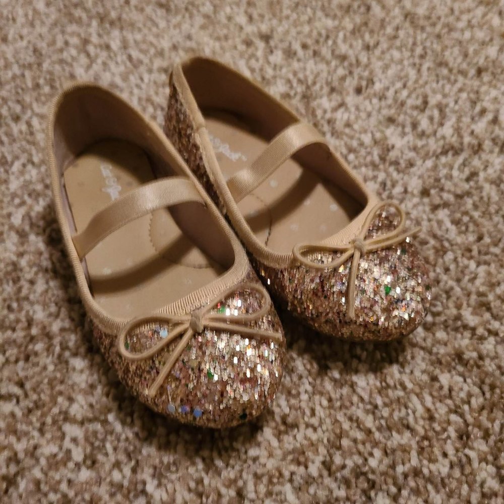 CAT AND JACK gold sparkle ballet shoes